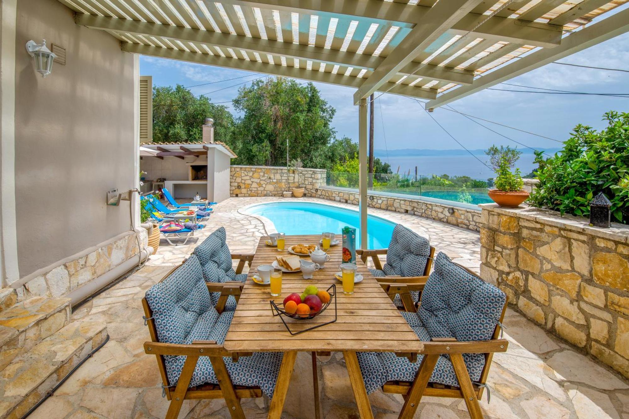 Loggos Seaview Cottage With Private Pool By Konnect Longós Exteriér fotografie