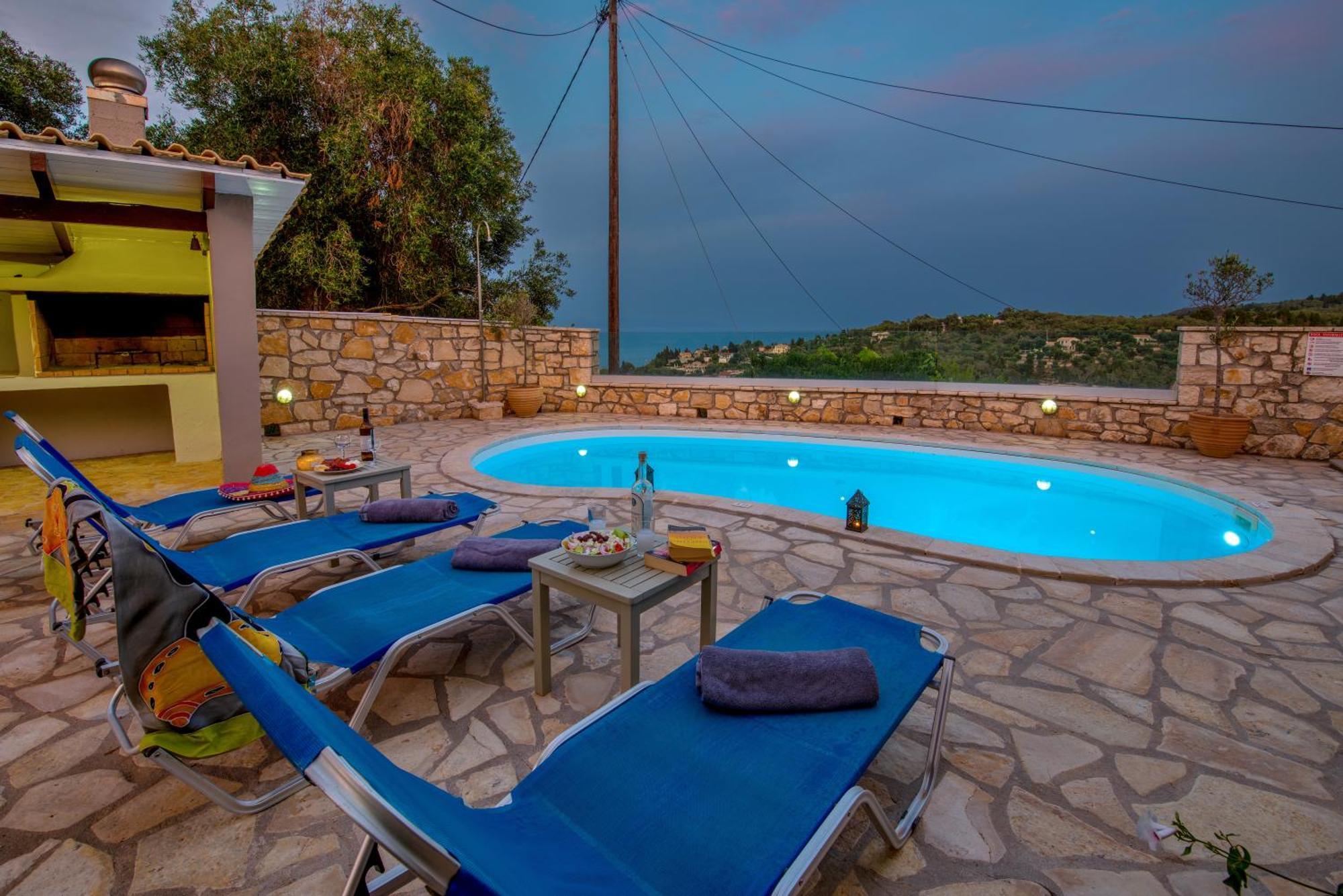 Loggos Seaview Cottage With Private Pool By Konnect Longós Exteriér fotografie