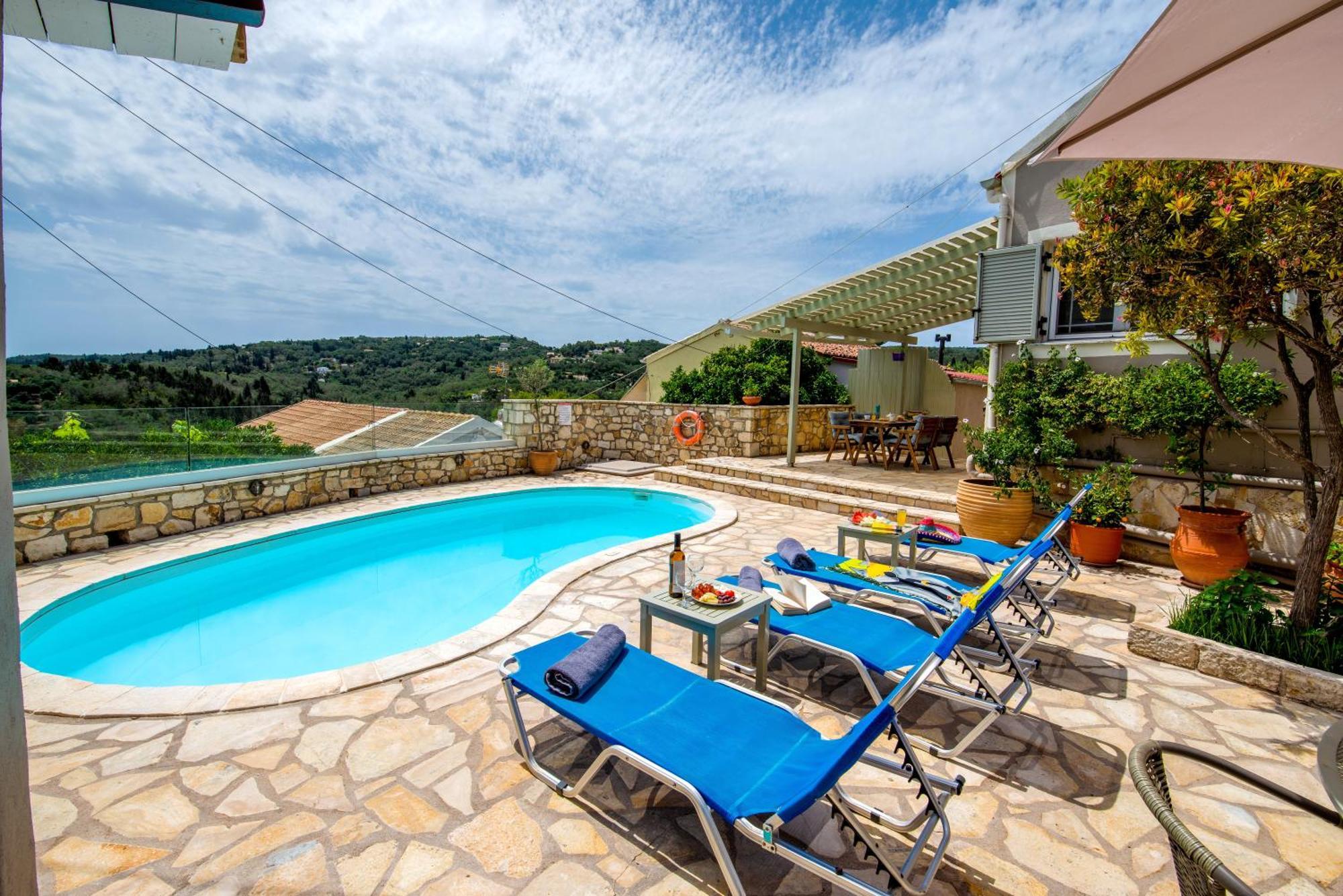 Loggos Seaview Cottage With Private Pool By Konnect Longós Exteriér fotografie