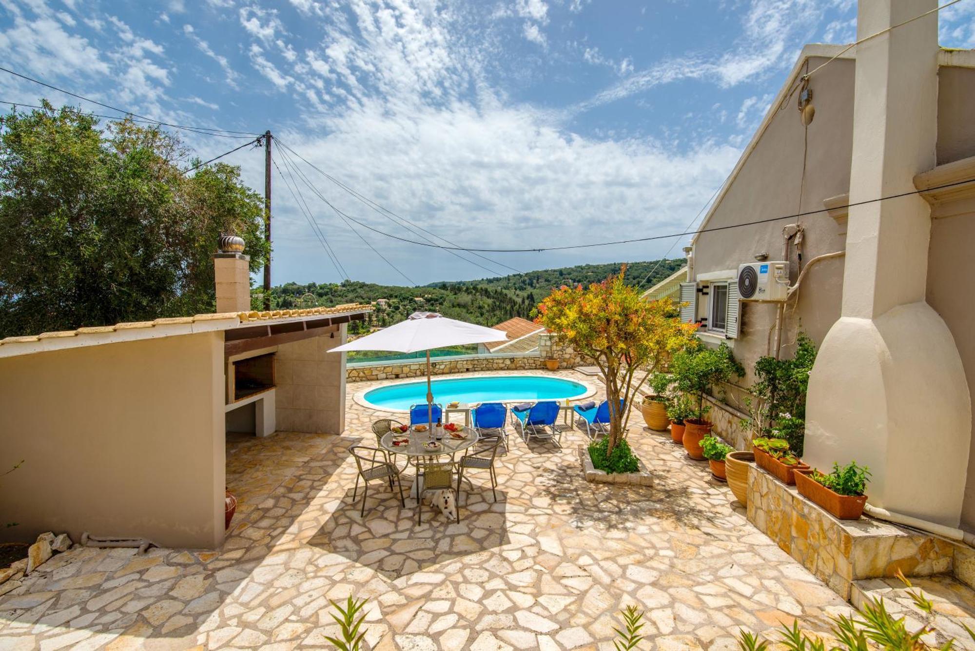 Loggos Seaview Cottage With Private Pool By Konnect Longós Exteriér fotografie