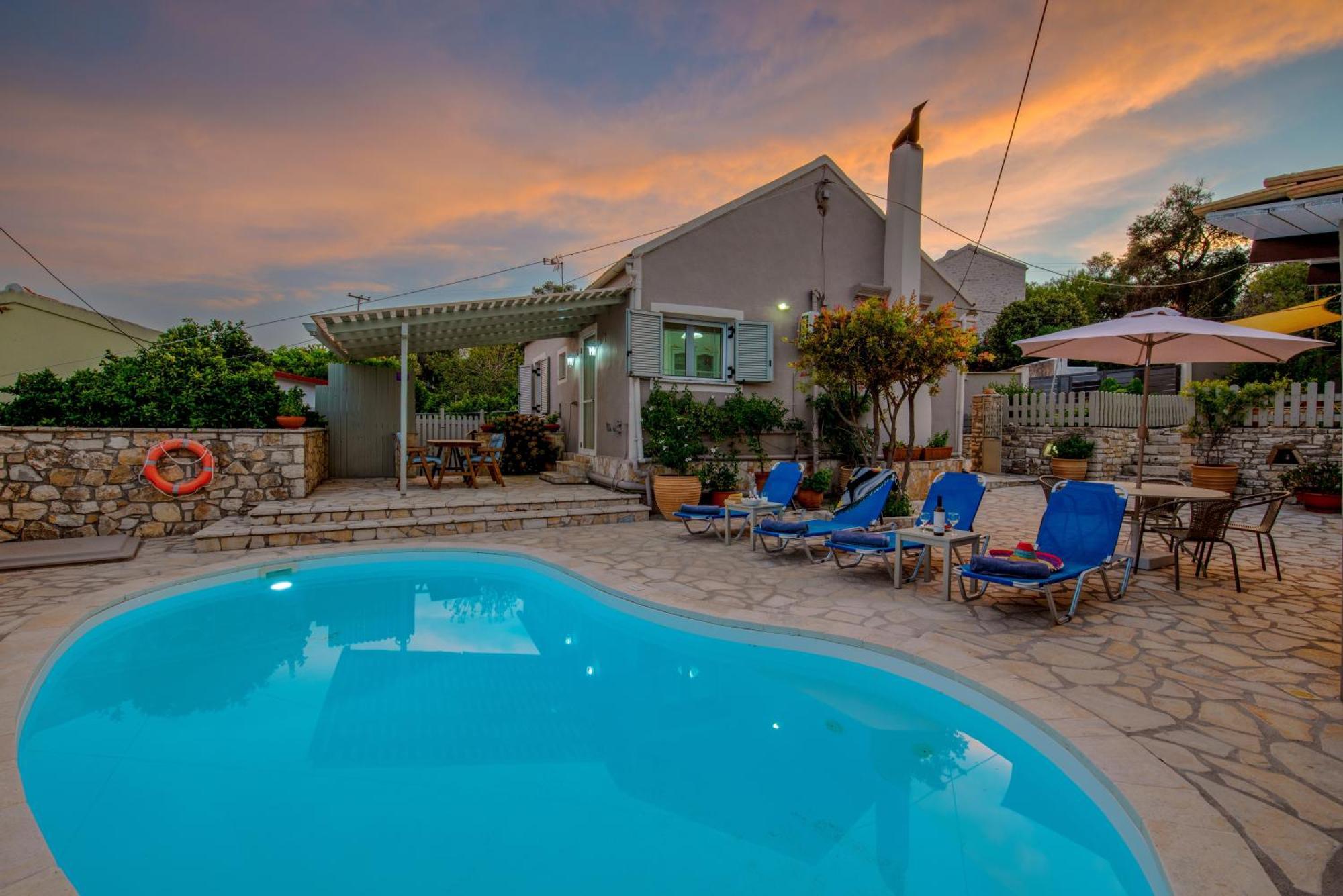 Loggos Seaview Cottage With Private Pool By Konnect Longós Exteriér fotografie