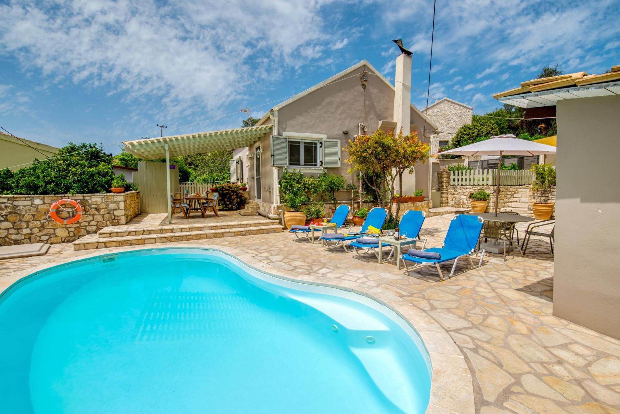 Loggos Seaview Cottage With Private Pool By Konnect Longós Exteriér fotografie