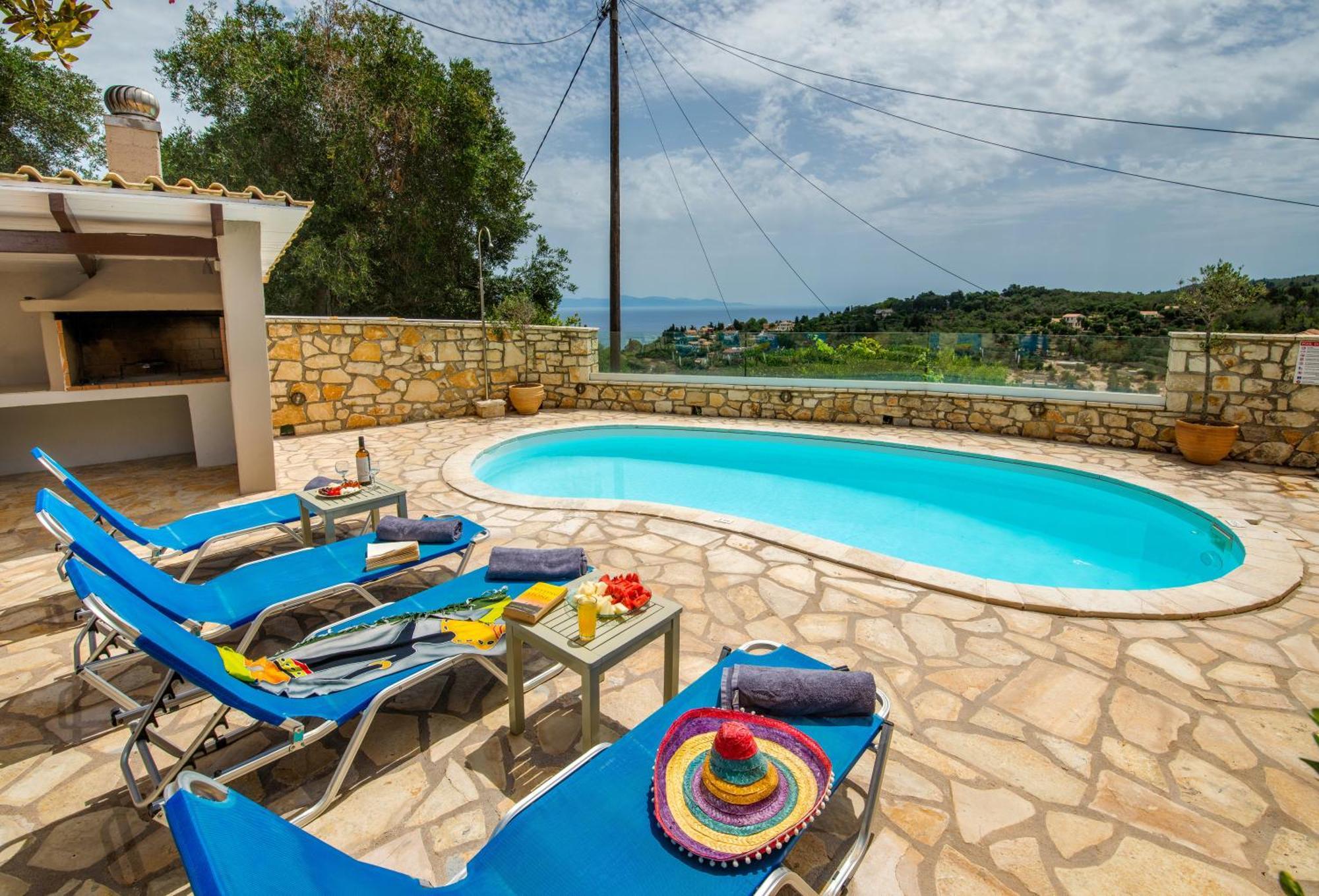 Loggos Seaview Cottage With Private Pool By Konnect Longós Exteriér fotografie