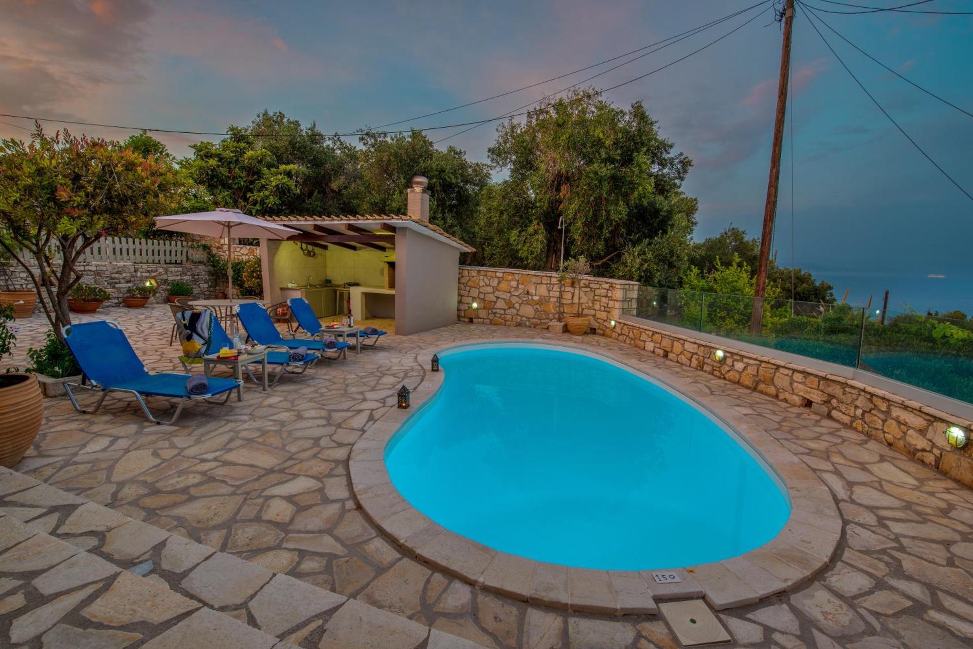 Loggos Seaview Cottage With Private Pool By Konnect Longós Exteriér fotografie