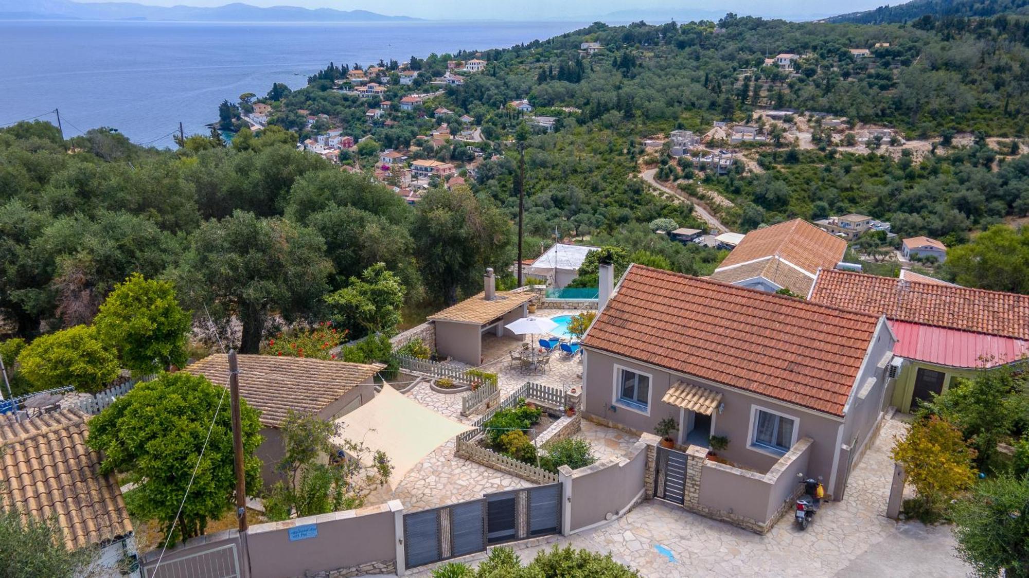 Loggos Seaview Cottage With Private Pool By Konnect Longós Exteriér fotografie